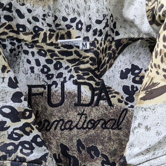 VTG Fuda International Leopard Tiger Silk Full Zip Bomber Jacket Animal Print - Picture 5 of 6